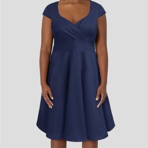 Dark navy blue gathered bust dress
